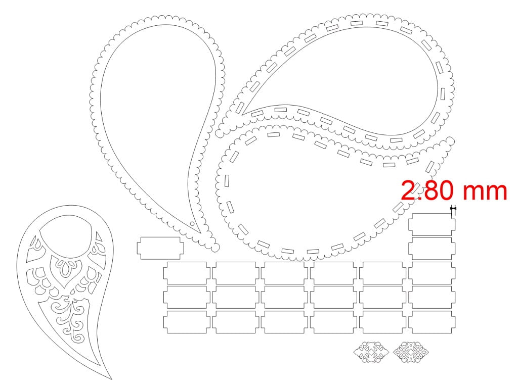 Laser Cut Yin Yang Jewelry Box Paisley Shape Gift Box