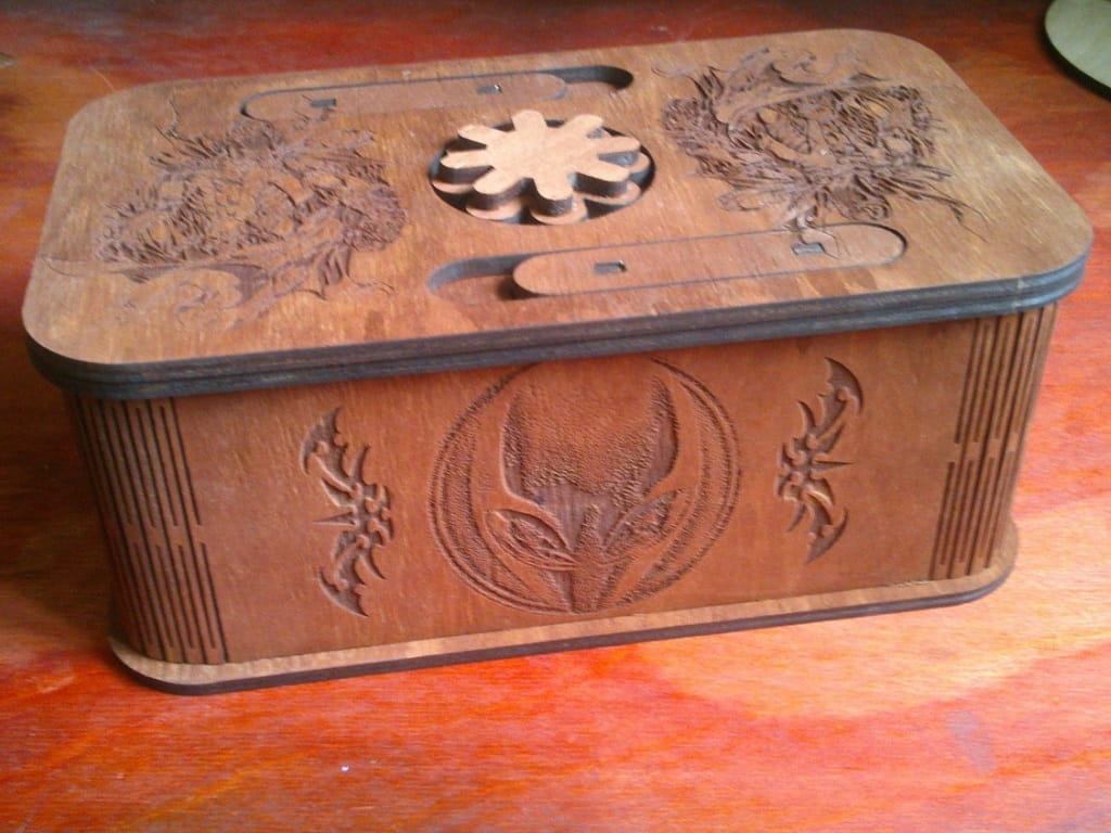 Laser Cut Wooden Keepsake Box with Mechanical Lock