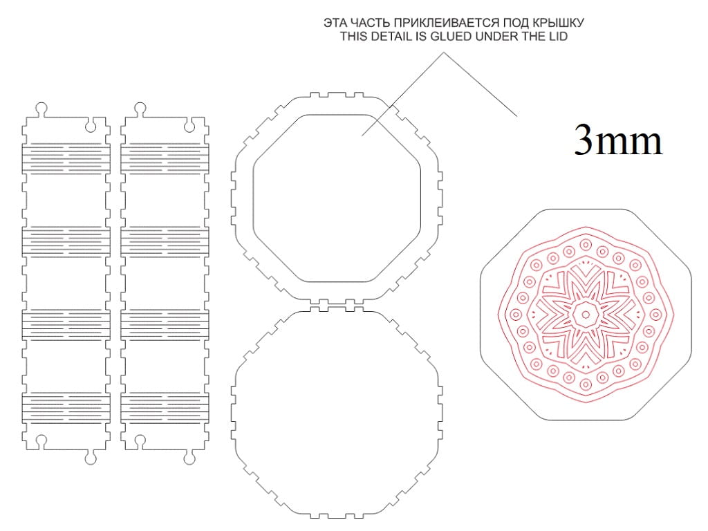 Laser Cut Wooden Octagonal Living Hinge Dry Fruit Gift Box