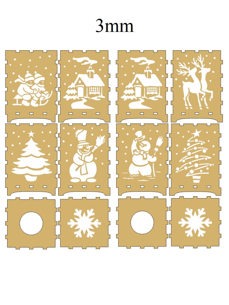 Laser Cut Christmas Night Light Box Lamp