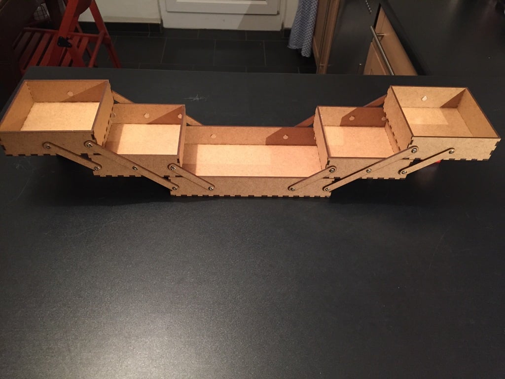 Laser Cut Wooden Cantilever Style Sewing Box