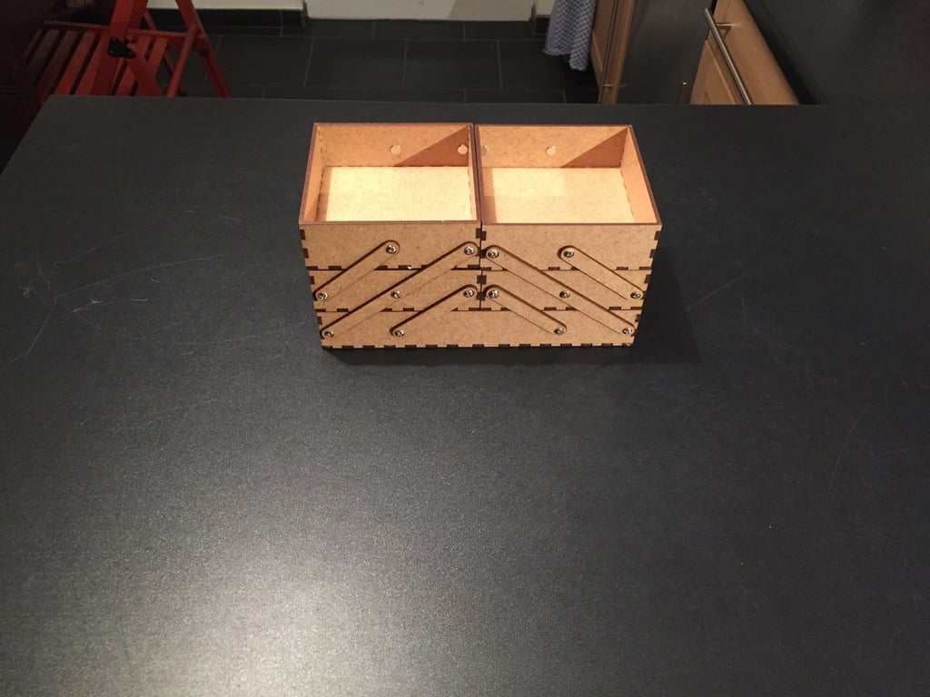 Laser Cut Wooden Cantilever Style Sewing Box