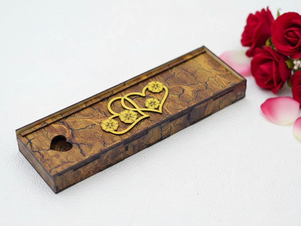 Laser Cut Wooden Valentines Day Chocolate Gift Box