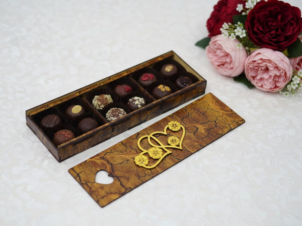 Laser Cut Wooden Valentines Day Chocolate Gift Box