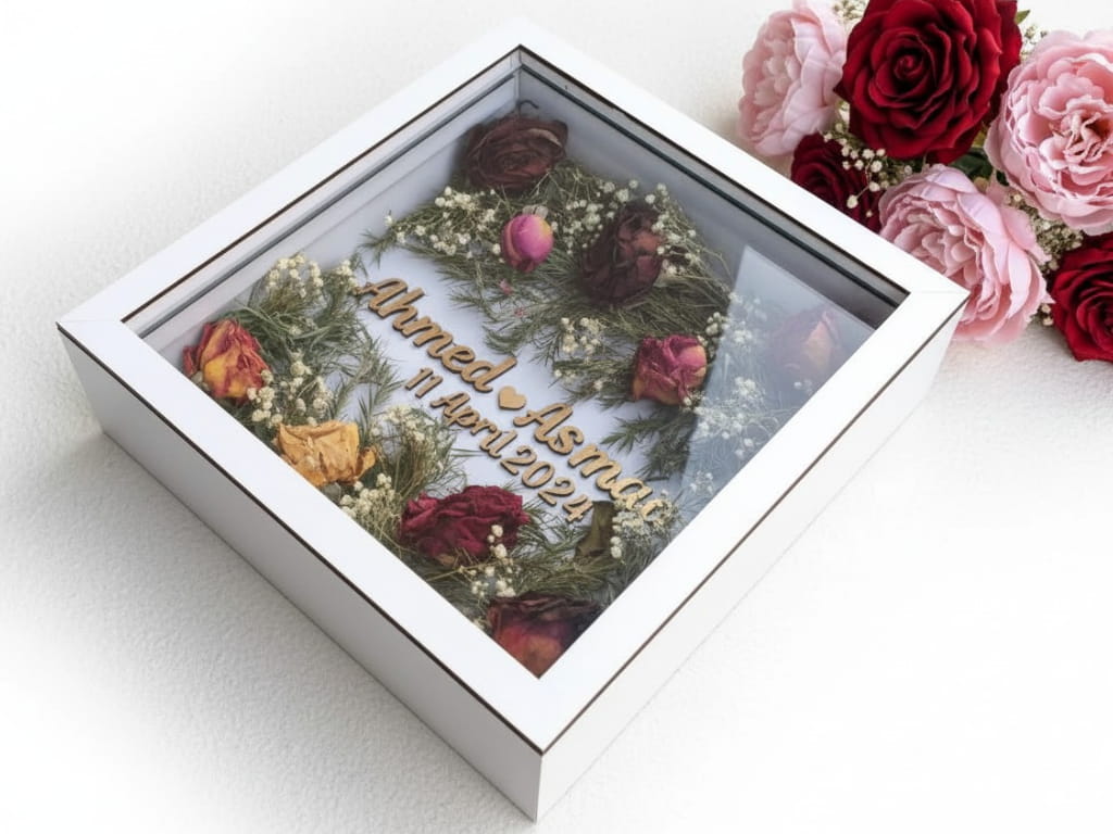 Laser Cut Dried Flower Shadow Box Frame