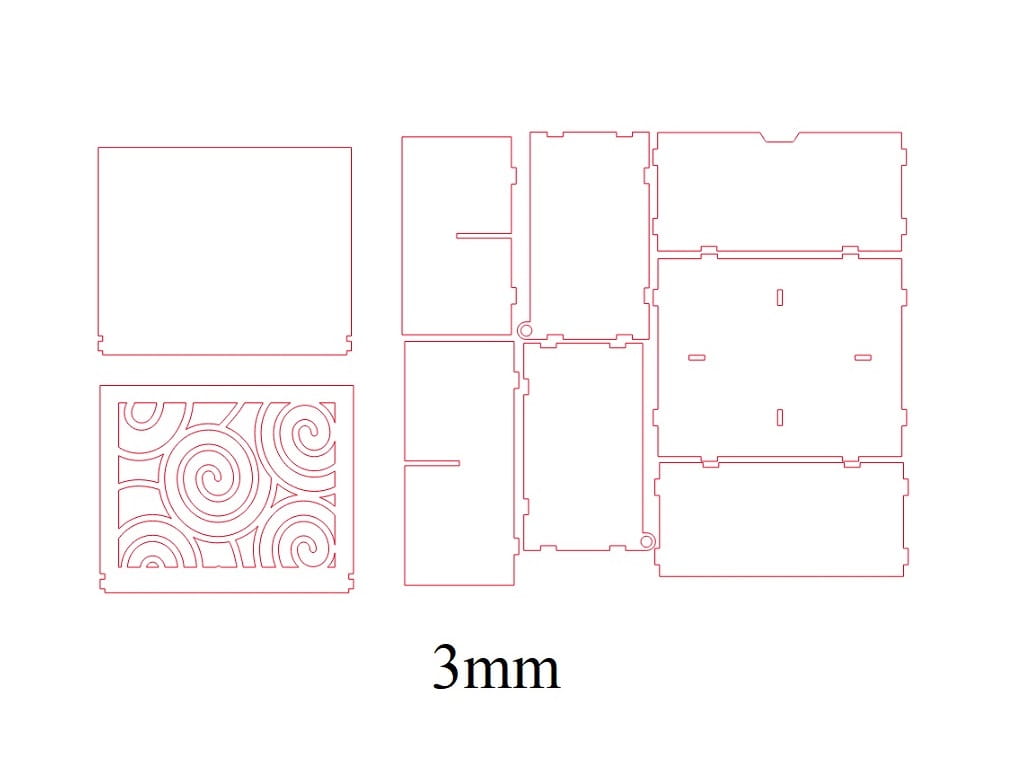 Laser Cut Swirl Design Wooden Box with 4 Compartments