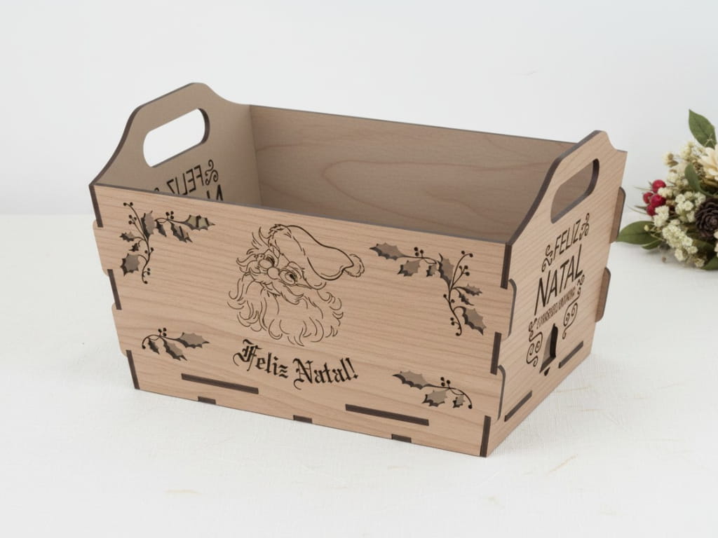 Laser Cut Wooden Christmas Eve Storage Box for Children