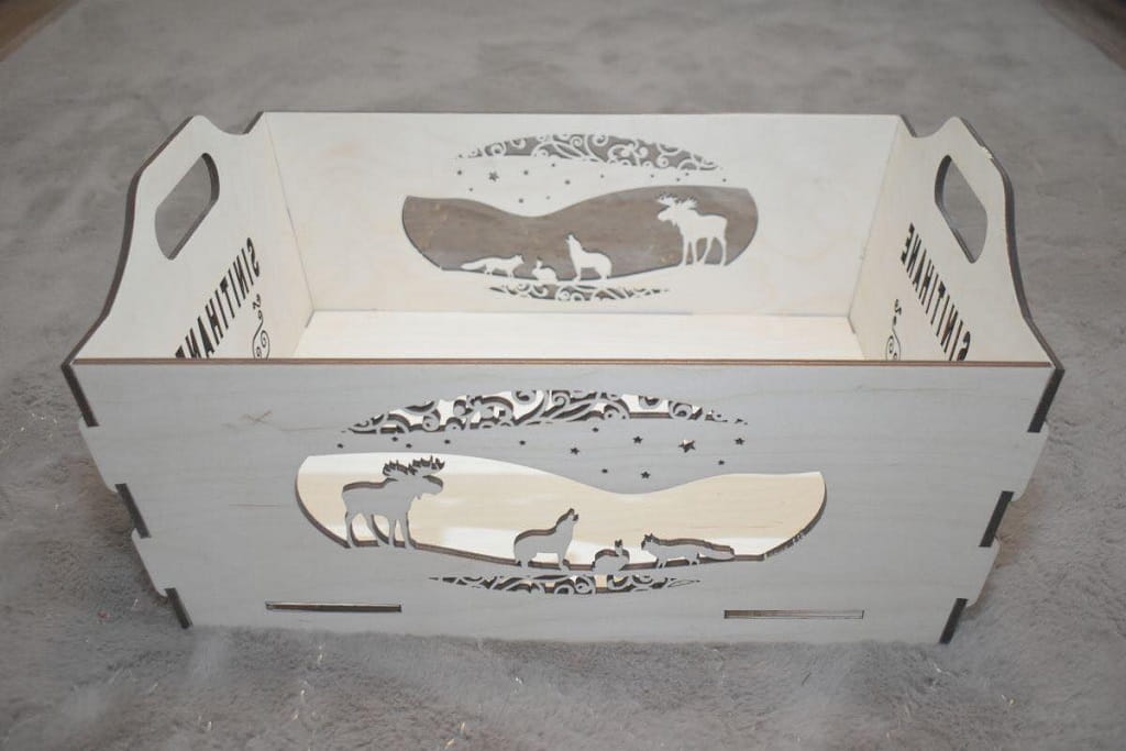 Laser Cut Christmas Storage Basket Box with Handles