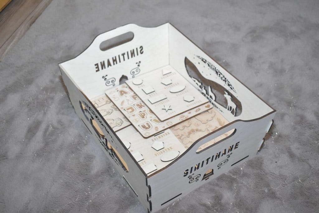 Laser Cut Christmas Storage Basket Box with Handles