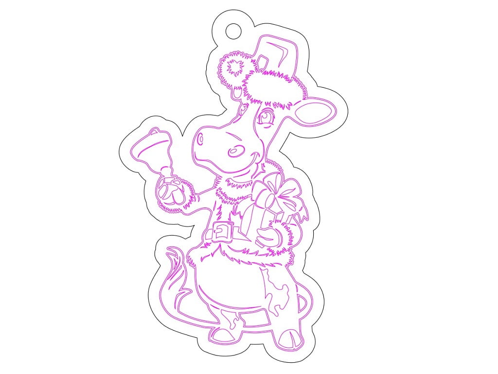 Laser Cut Wooden Cartoon Cow Keyring
