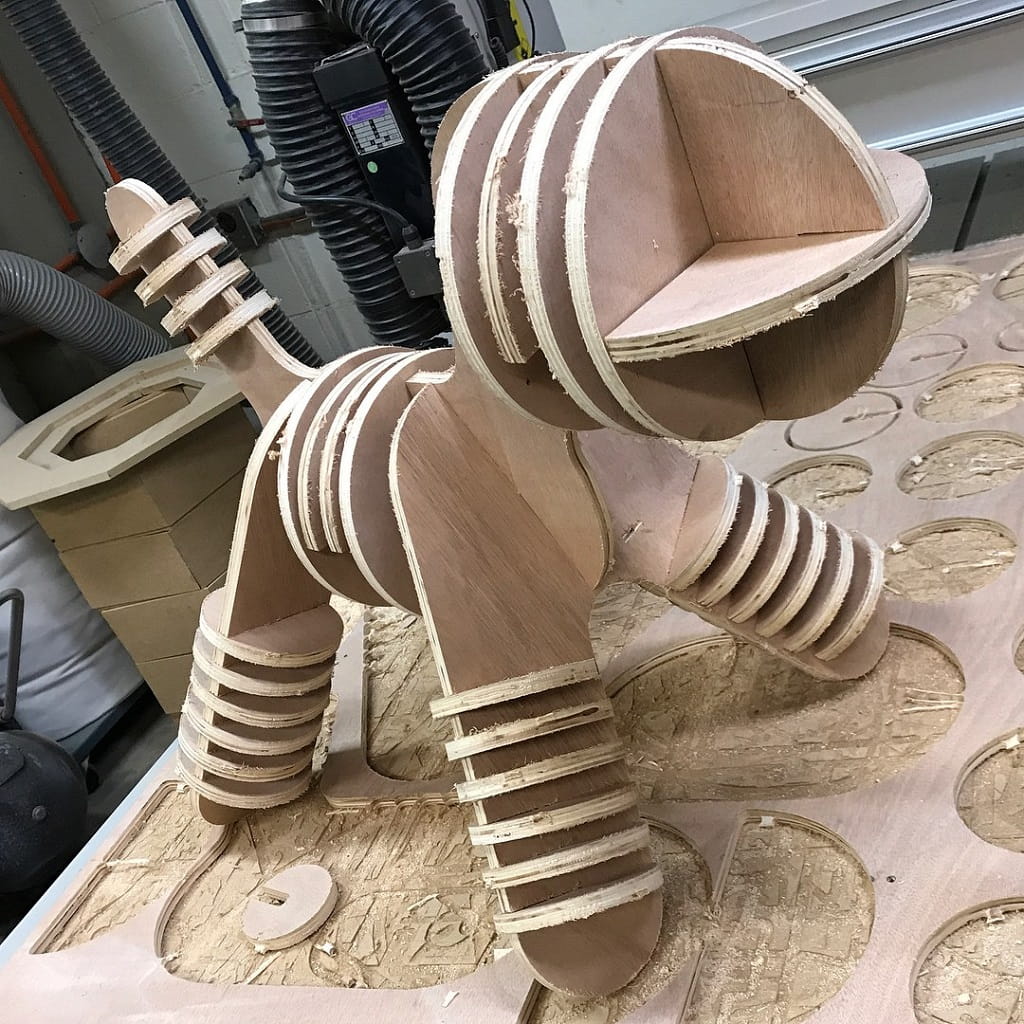 Laser Cut Puppy Stool Wooden Chair for Kids