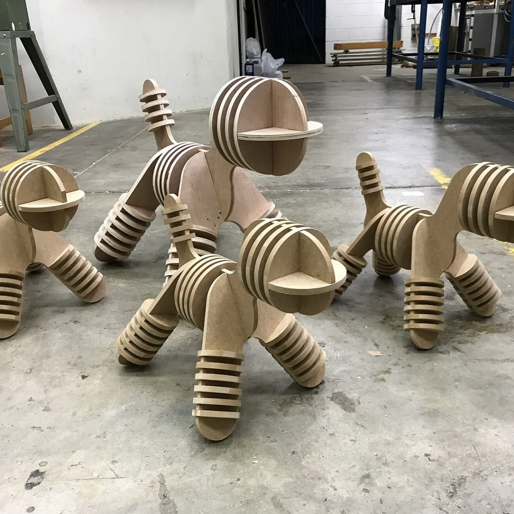 Laser Cut Puppy Stool Wooden Chair for Kids