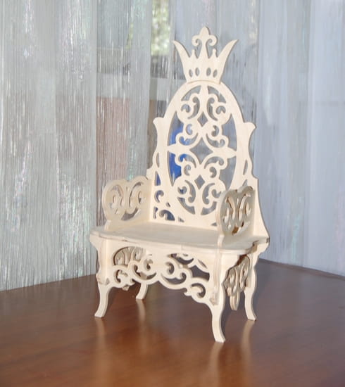 Laser Cut Wooden Kids Crown Chair