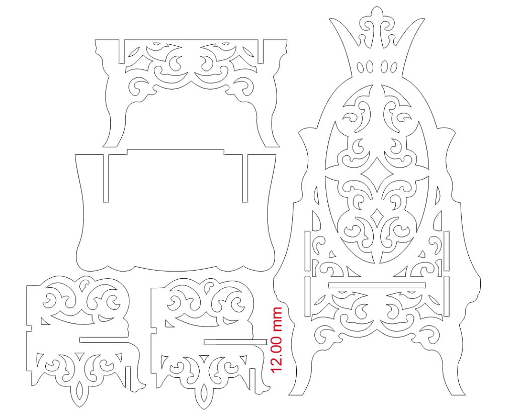 Laser Cut Wooden Kids Crown Chair