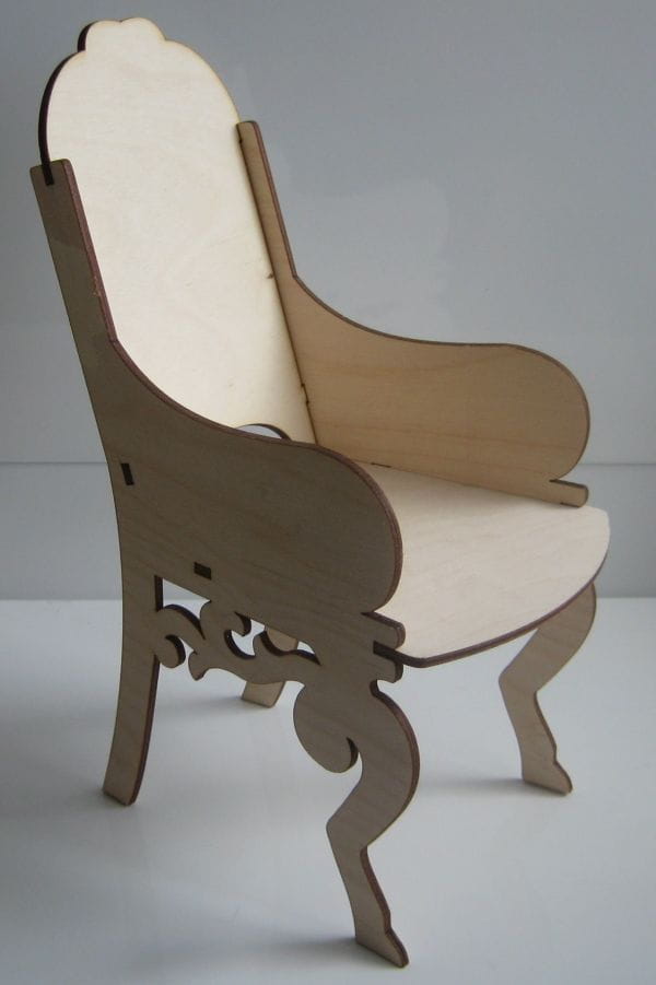 Laser Cut Wooden Miniature Dollhouse Chair