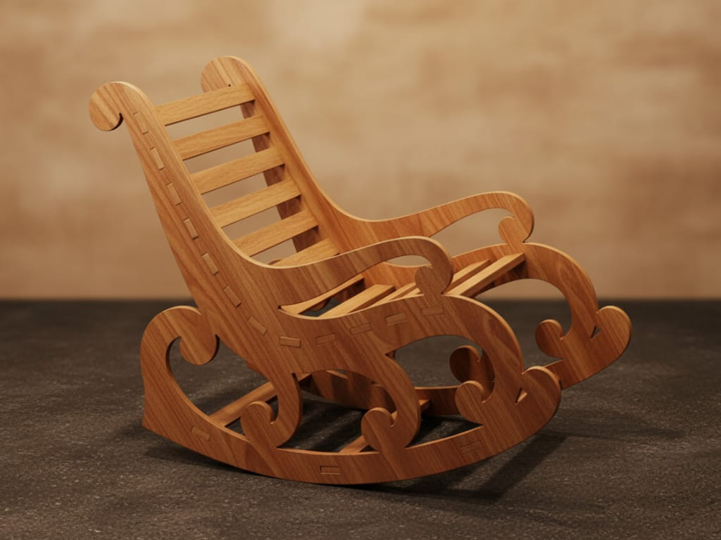 Laser Cut Wooden Rocking Chair for Adults