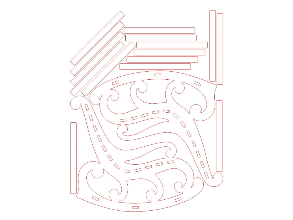 Laser Cut Wooden Rocking Chair for Adults