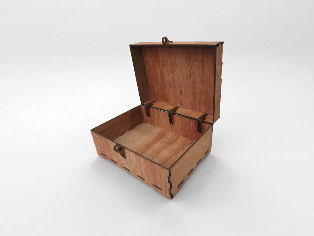Laser Cut Wooden Storage Box with Hinged Lid and Latch