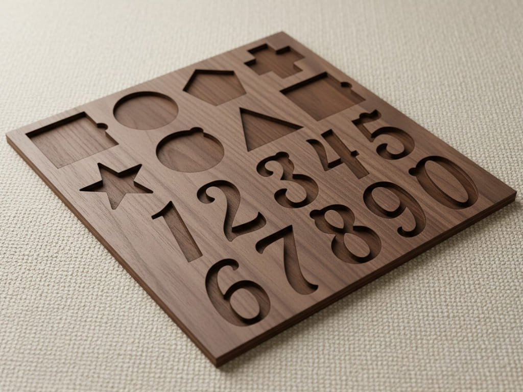 Laser Cut Wooden Number and Shape Puzzle Board
