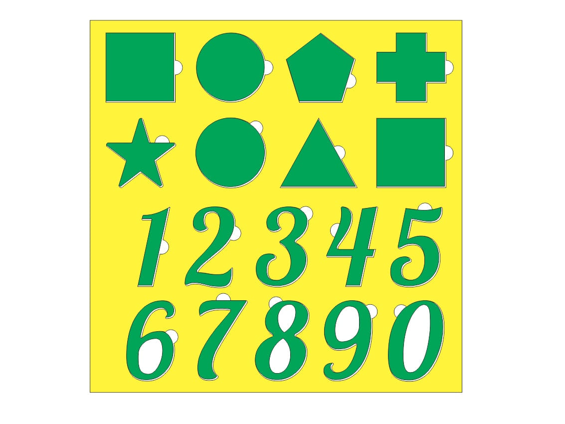 Laser Cut Wooden Number and Shape Puzzle Board