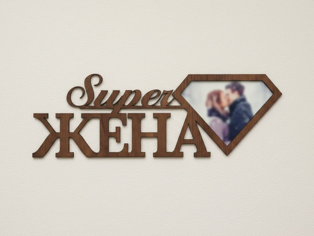 Laser Cut Super Wife Photo Frame Russian Wall Hanging