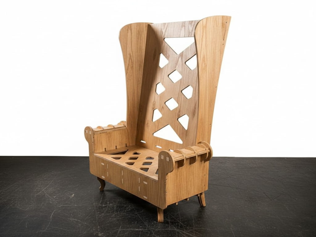 Laser Cut Wooden High Back Throne Chair