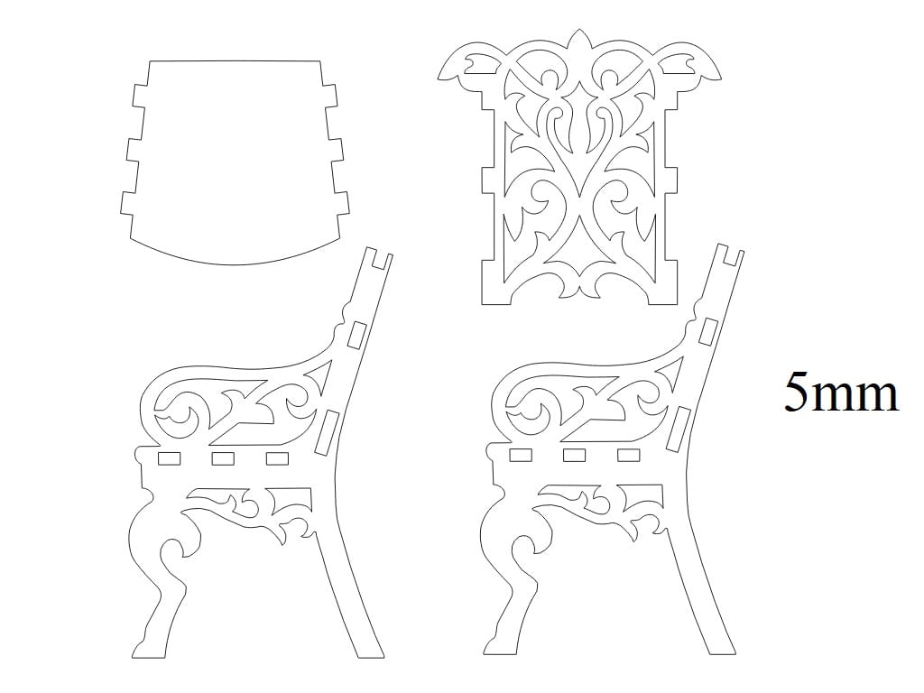 Laser Cut Miniature Chair Dollhouse Furniture