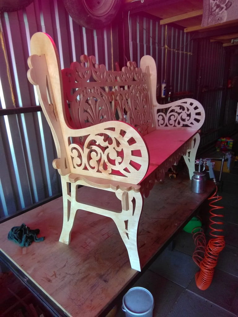 Laser Cut Decorative Wooden Bench