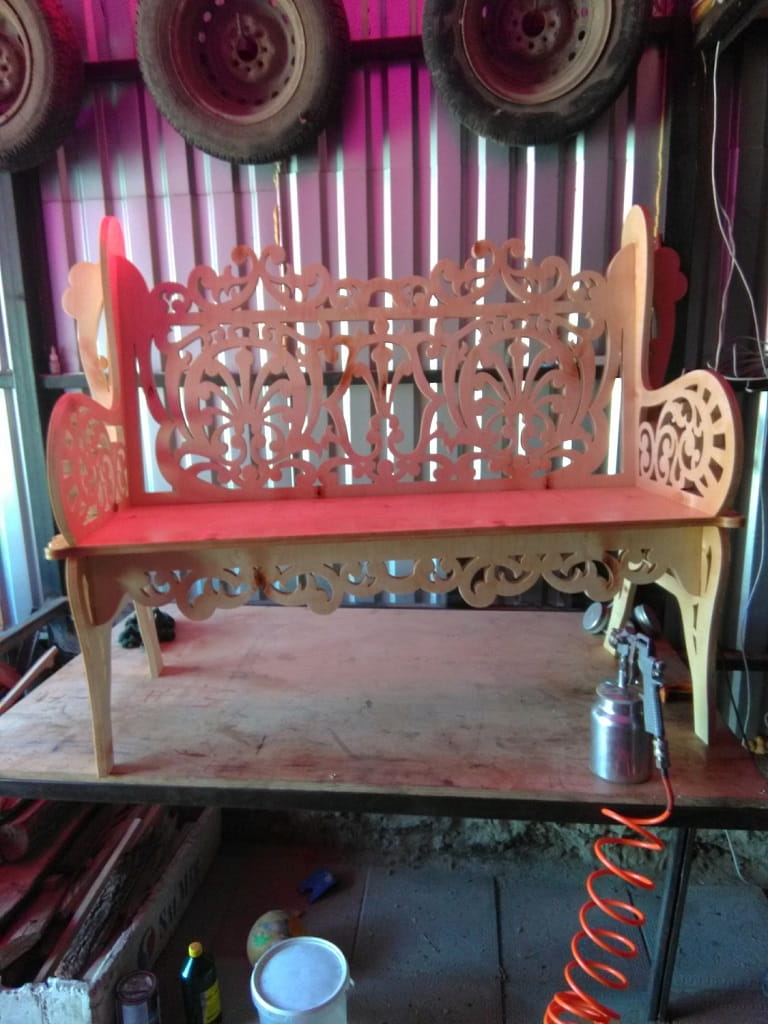 Laser Cut Decorative Wooden Bench
