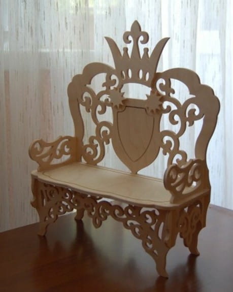 Laser Cut Wooden Throne Bench Photography Prop