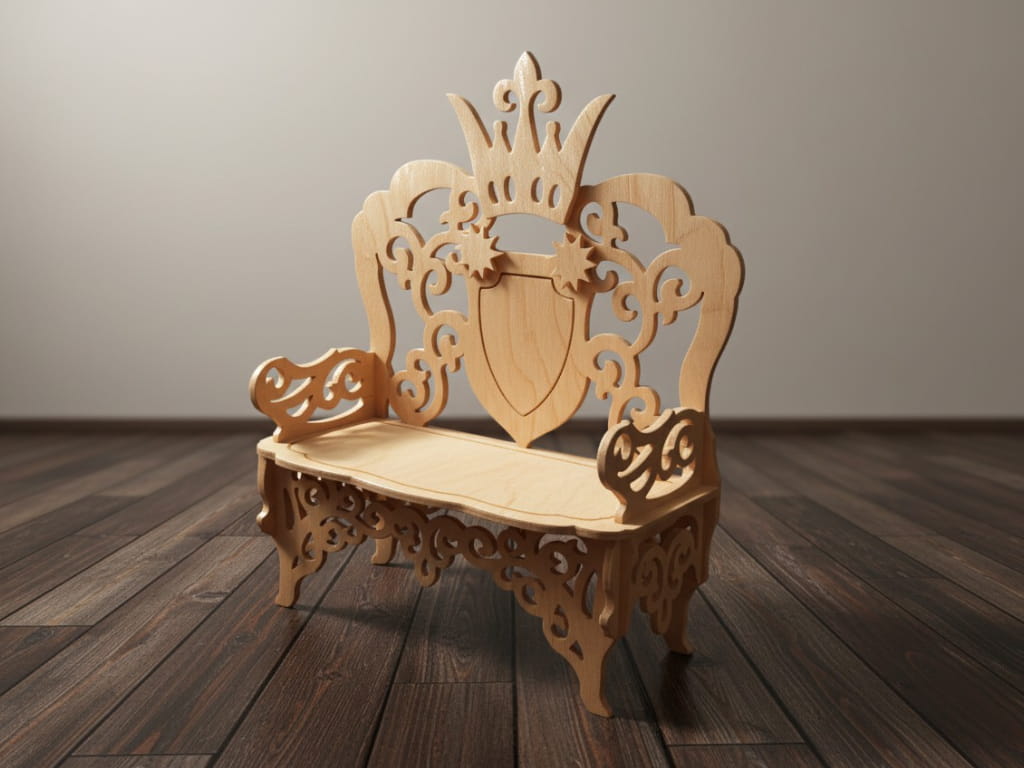 Laser Cut Wooden Throne Bench Photography Prop
