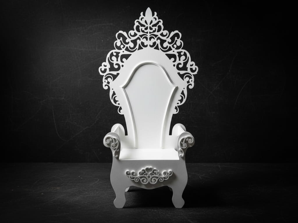 Laser Cut Ornate Wooden Throne Chair