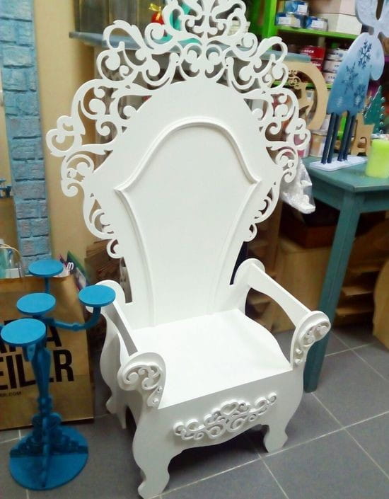 Laser Cut Ornate Wooden Throne Chair