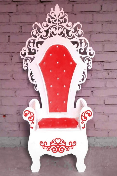 Laser Cut Ornate Wooden Throne Chair