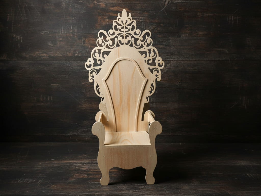 Laser Cut Wooden Royal Throne Chair