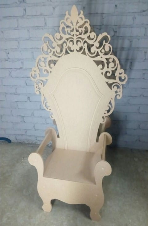 Laser Cut Wooden Royal Throne Chair