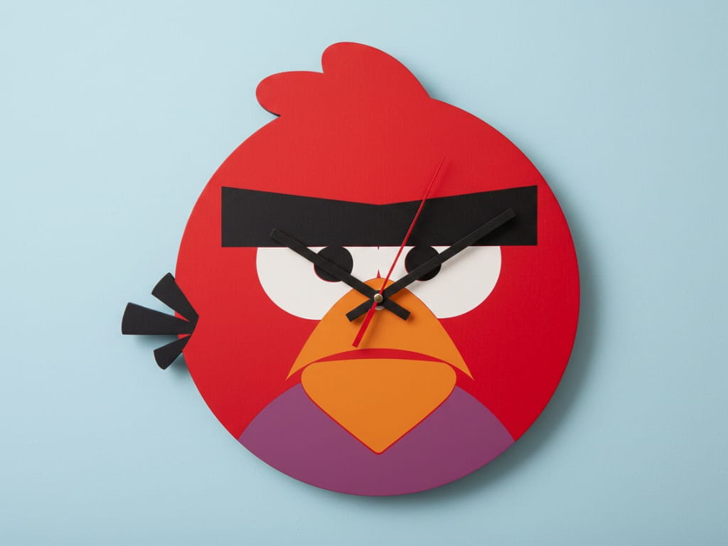 Laser Cut Angry Birds Red Bird Wall Clock
