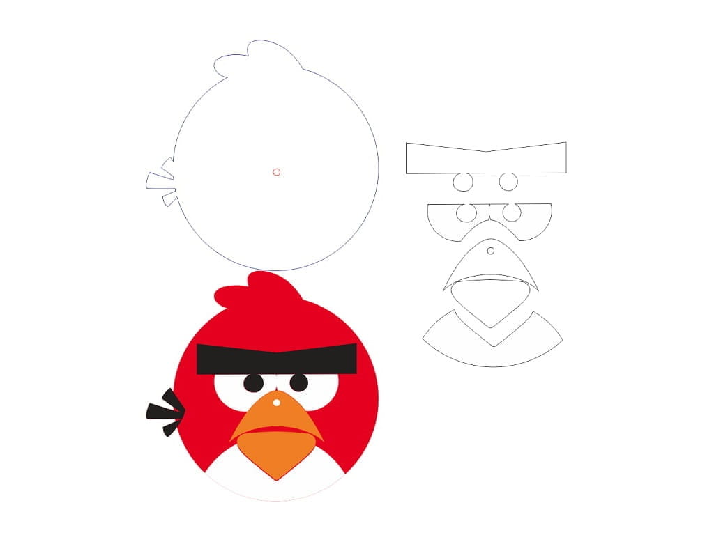 Laser Cut Angry Birds Red Bird Wall Clock