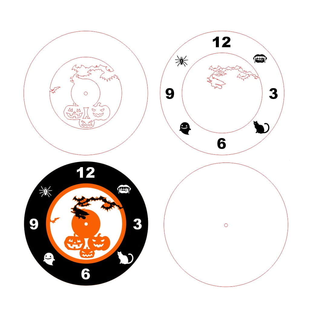 Laser Cut Halloween Wall Clock