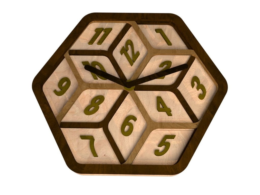 Laser Cut Hexagon Wooden Wall Clock