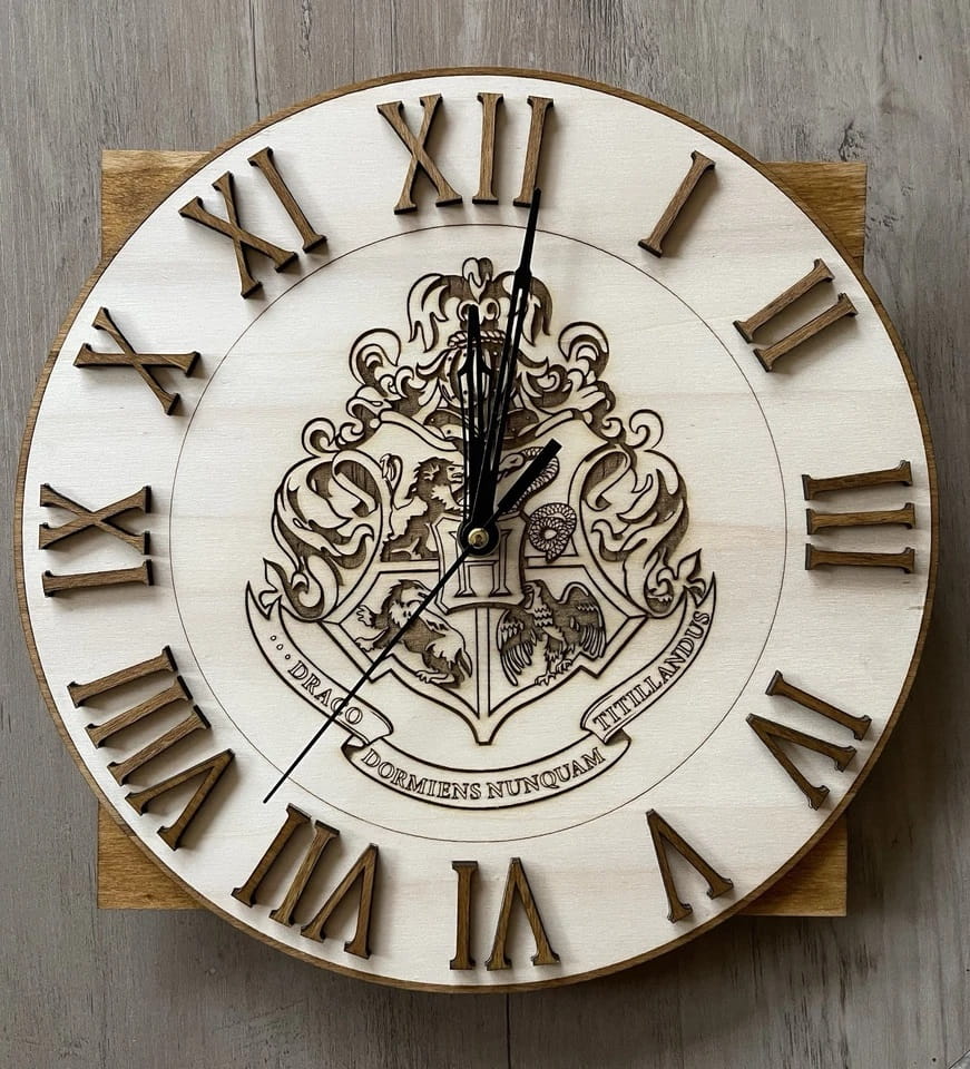 Laser Cut Harry Potter Hogwarts Crest Wall Clock