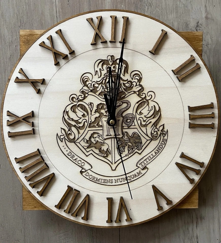 Laser Cut Harry Potter Hogwarts Crest Wall Clock
