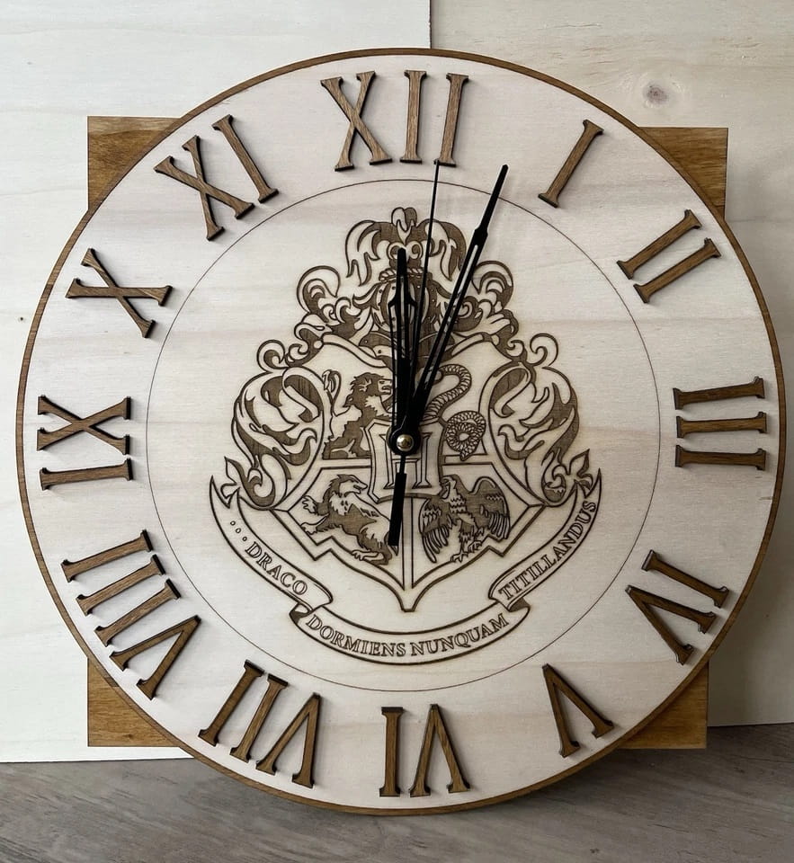 Laser Cut Harry Potter Hogwarts Crest Wall Clock