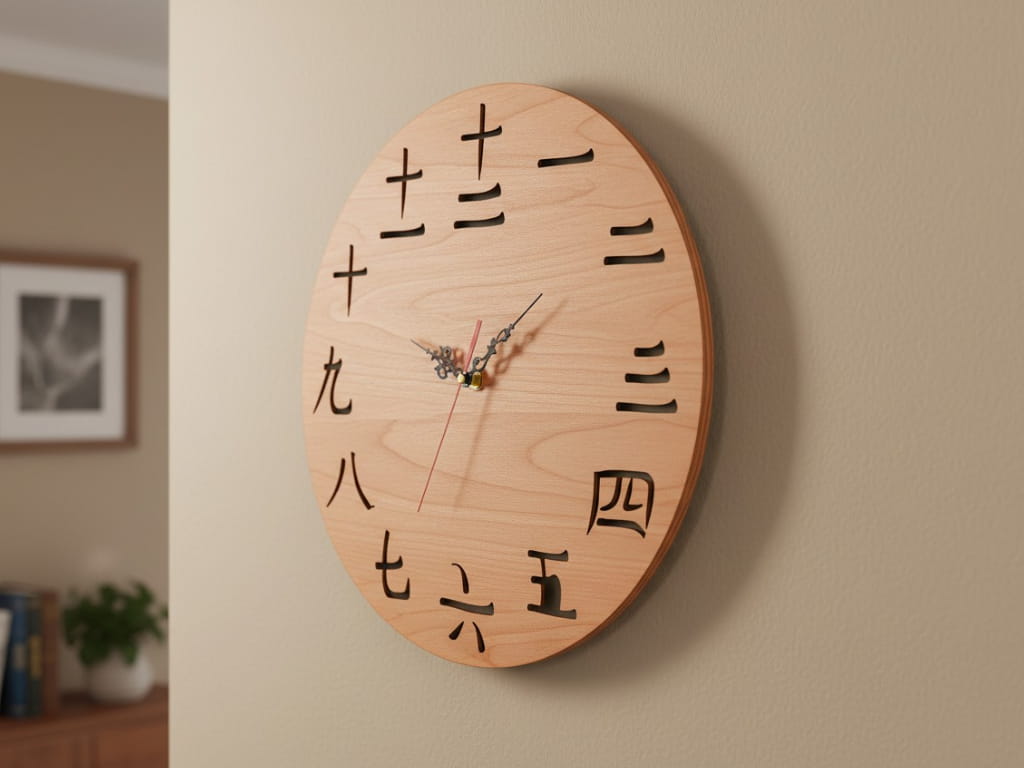Laser Cut Wooden Chinese Numbers Clock
