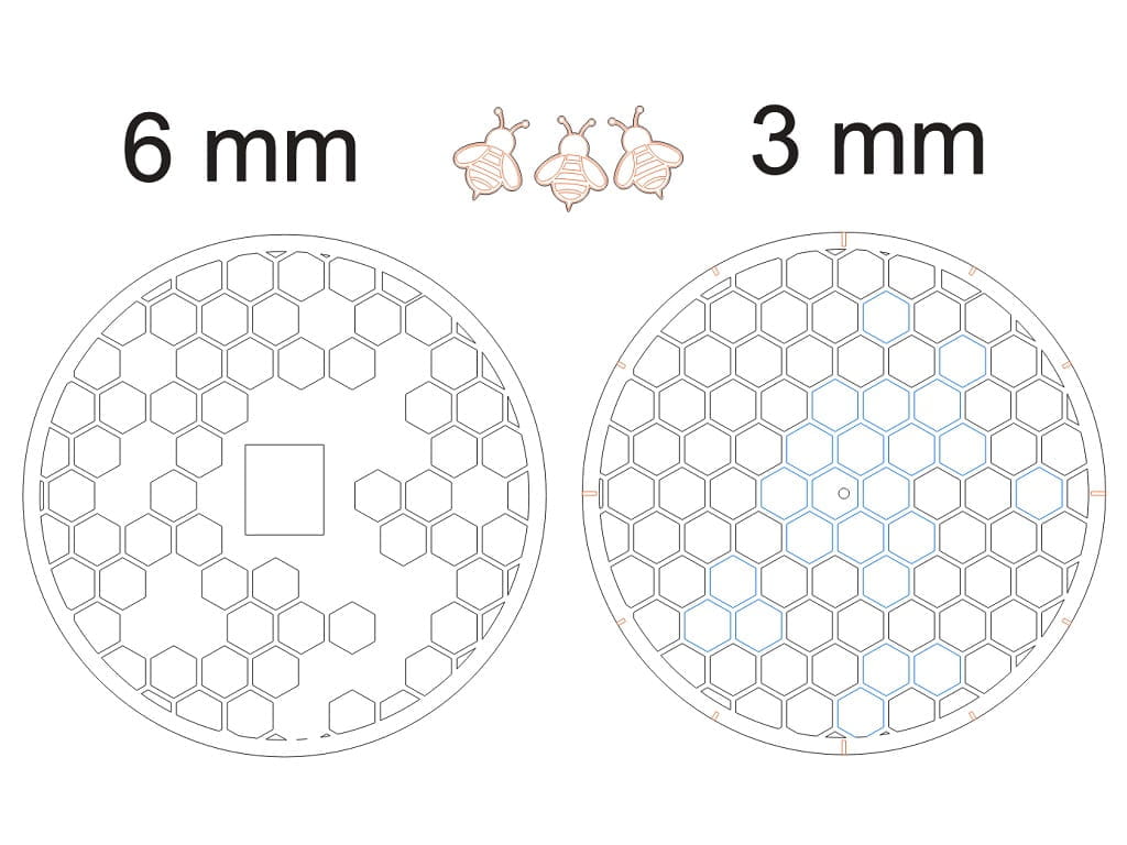 Laser Cut Wooden Honeycomb Bee Wall Clock