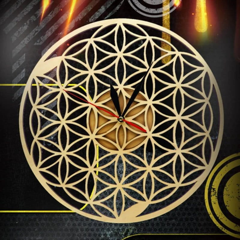 Laser Cut Flower of Life Intersect Rings Geometric Wall Clock