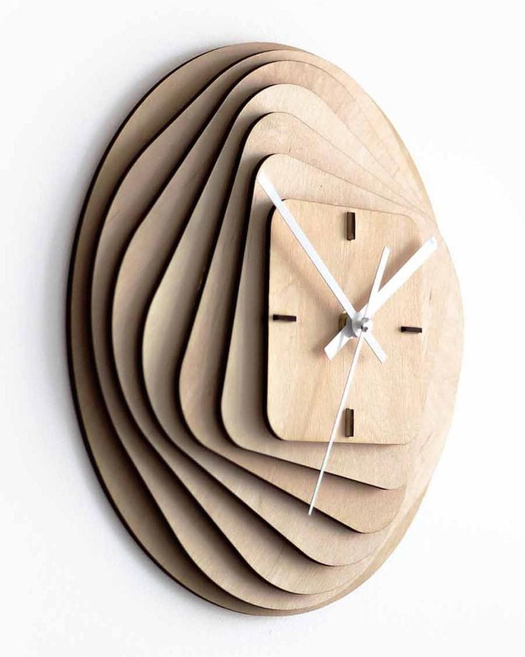 Laser Cut Layered Wood Wall Clock