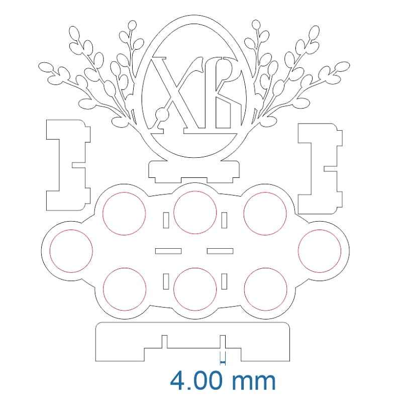 Wooden Egg Holder with Easter Branches Laser Cut File