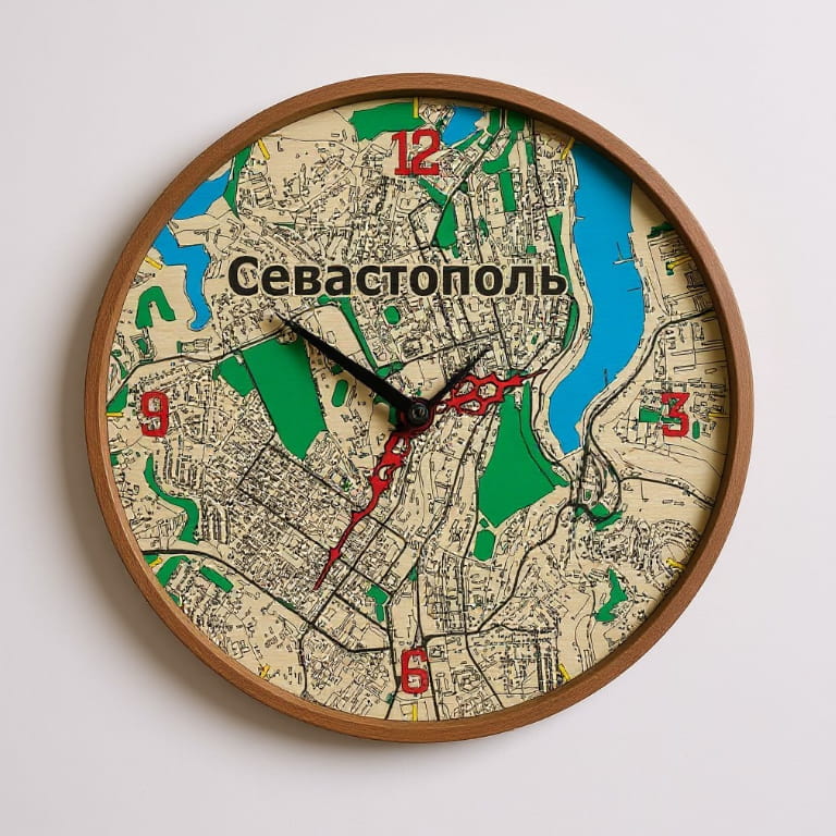 Laser Cut Sevastopol Map Wall Clock