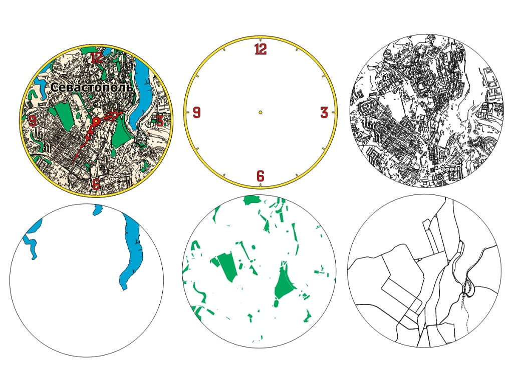 Laser Cut Sevastopol Map Wall Clock